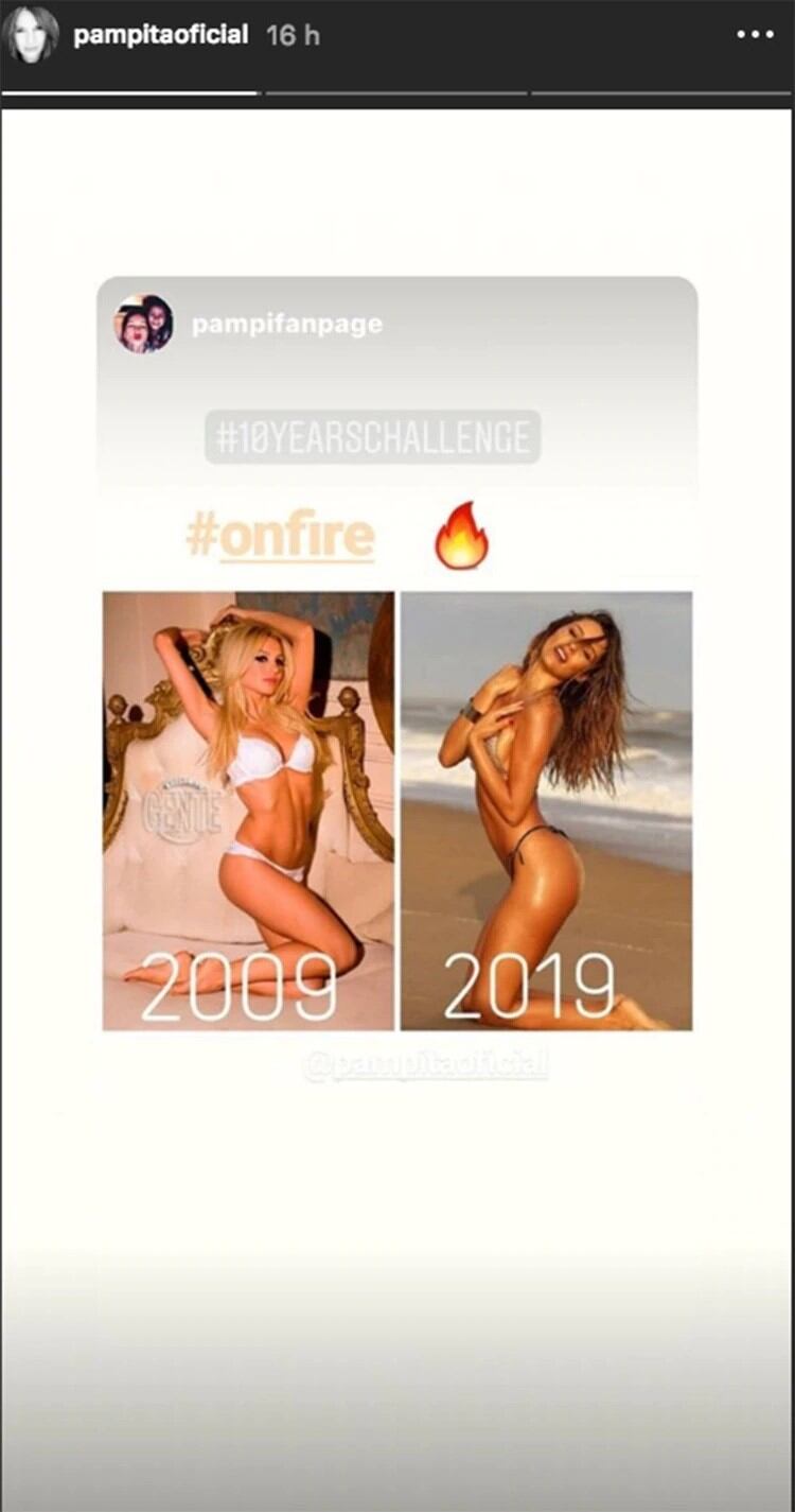 Pampita se sumó al #10yearschallenge con fotos sugerentes.