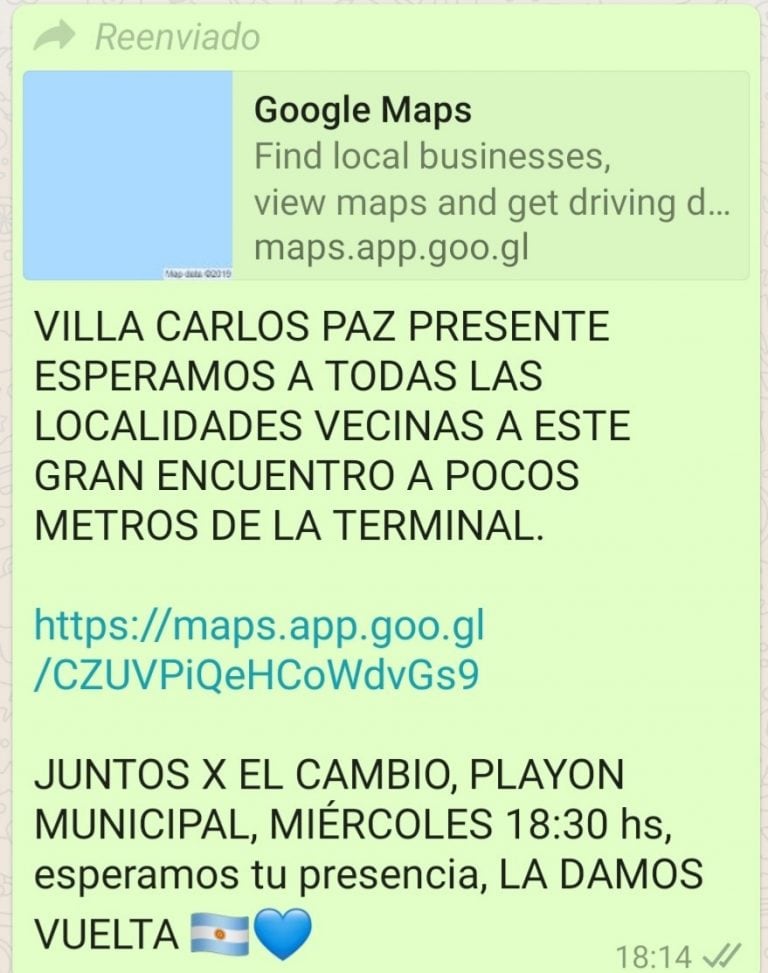 Vecinos carlospacenses se autoconvocan por whatsapp.