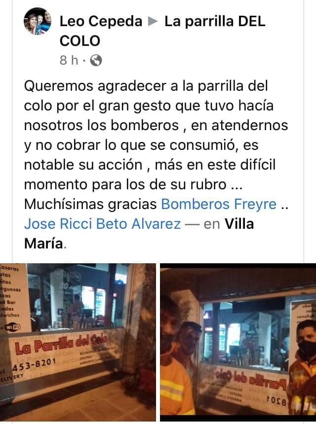 Gran gesto con Bomberos Voluntarios