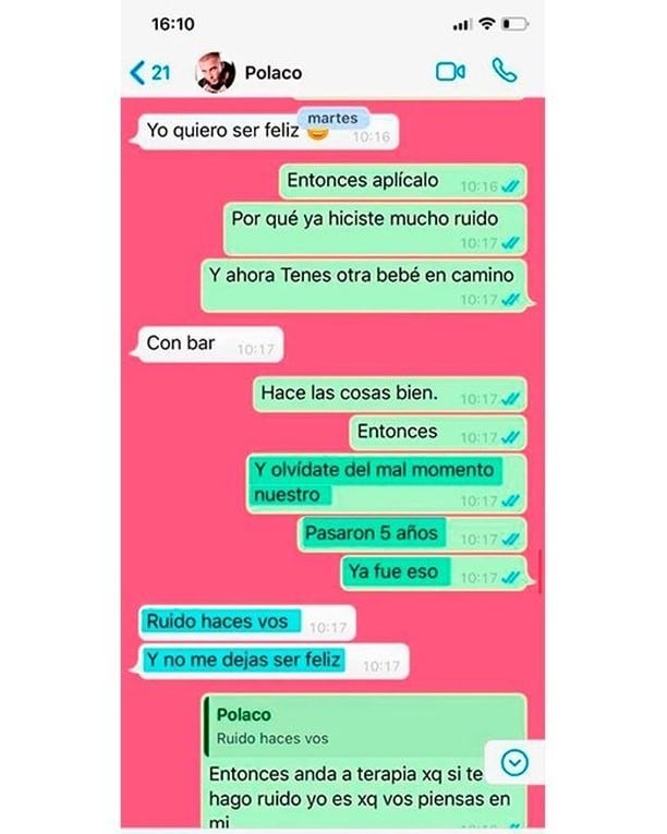 Se filtró un intenso cruce de palabras por Whatsapp entre El Polaco y Varia Aquino