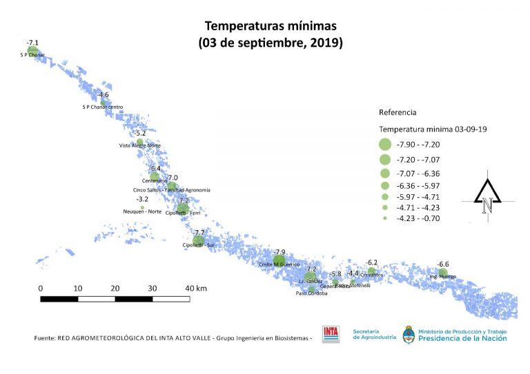 Las temperaturas variaron entre los -7 y -8 grados bajo cero.