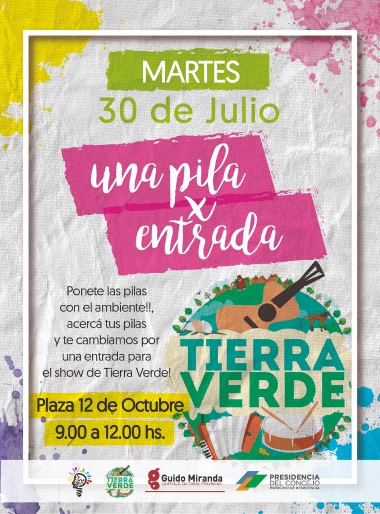 Canje de pilas por entradas para el show del grupo "Tierra Verde". (Web).