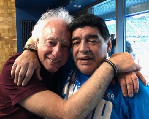 Guillermo Coppola con Diego Maradona.