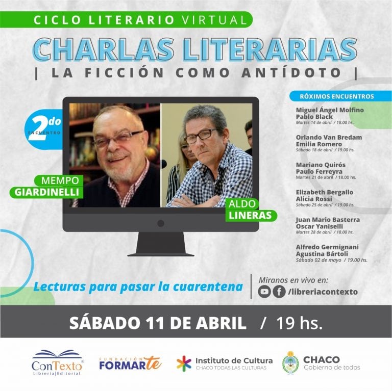 El ciclo es organizado por el Instituto de Cultura del Chaco y la Librería Contexto para acompañar el tiempo de la cuarentena.