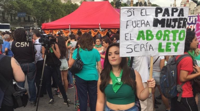 Pañuelazo en Congreso por la legalización del aborto (Twiiter / @ceciazul)