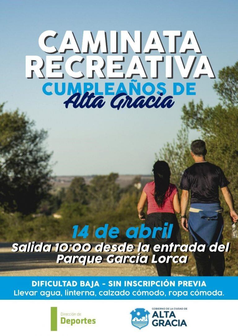 Caminatas Recreativas en Alta Gracia.