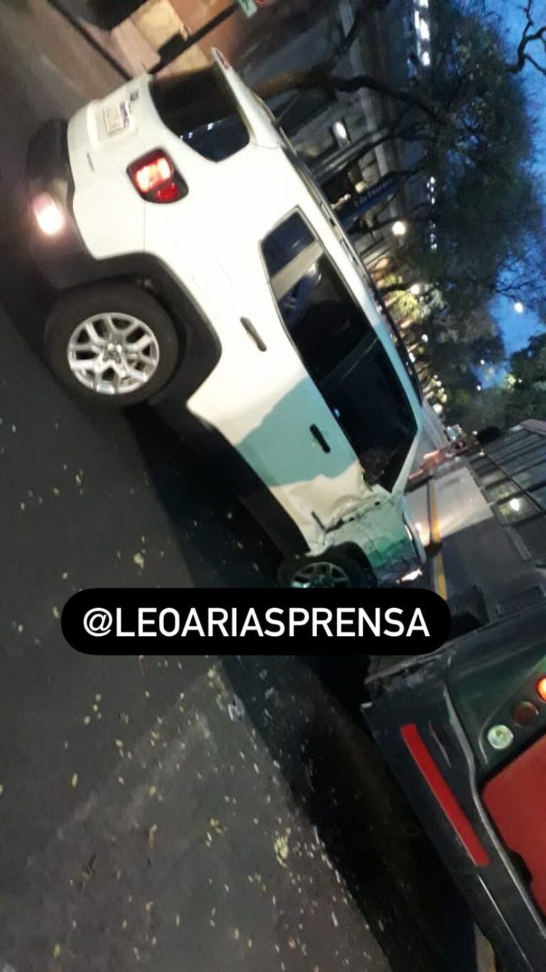 El accidente que sufrió Romina Malaspina. (Twitter: @leoariasprensa)