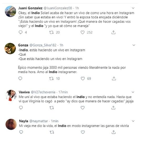 reacciones al vivo de Indio Solari en Twitter