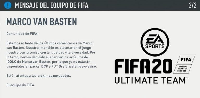 El comunicado del FIFA 20