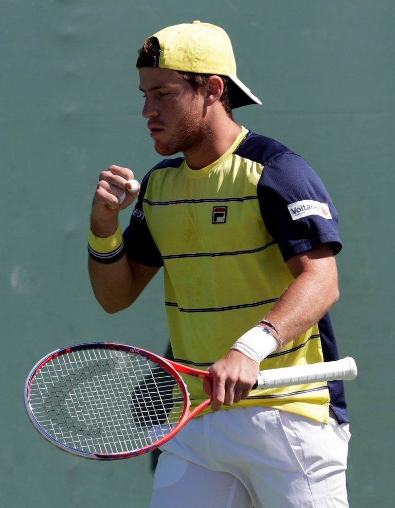 Diego Schwartzman festeja un punto logrado ante Nicolás Jarry. Foto: AP.