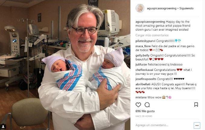 Matt Groening y Agustina Picasso fueron padres de mellizos