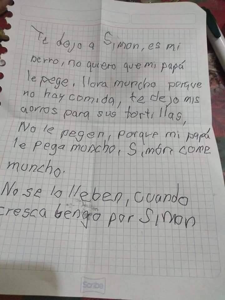 La conmovedora carta del niño.