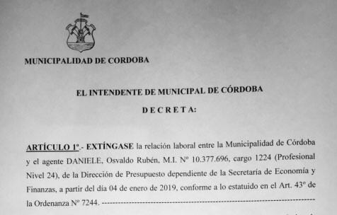 Parte del decreto que firmó Mestre.