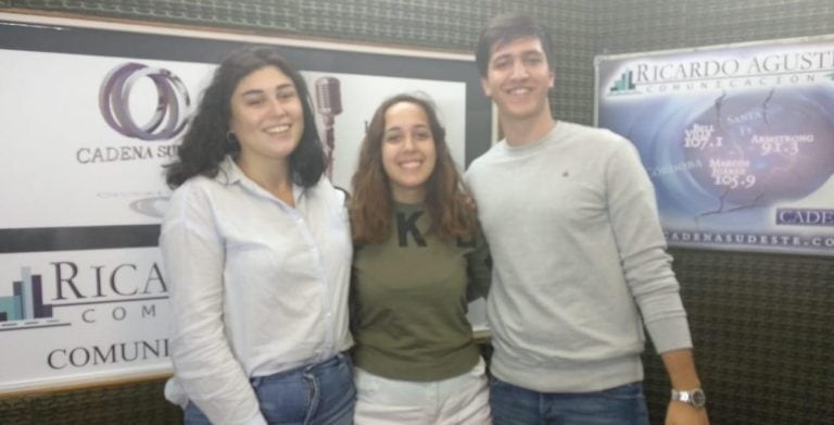 Rocío Patek, Candela Agusti y Matías Racca. Foto gentileza de Cadena Sudeste.