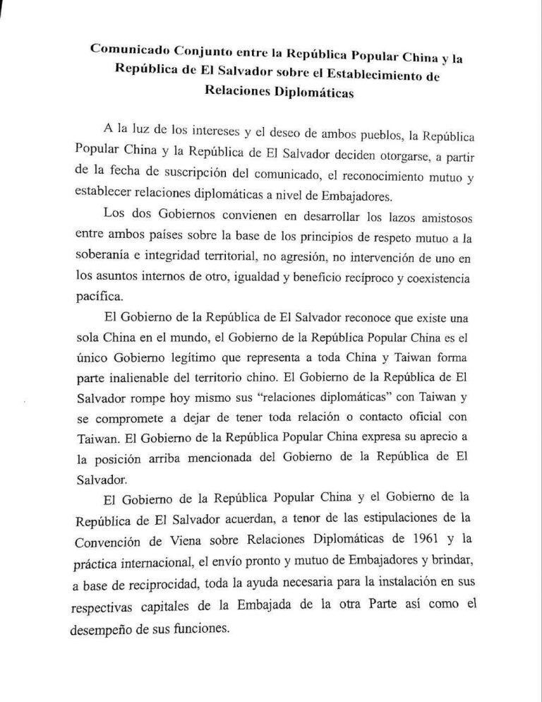 El comunicado oficial, expedido hoy desde Beijing.