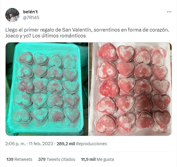 Le regaló sorrentinos para el Día de los Enamorados y se volvió viral