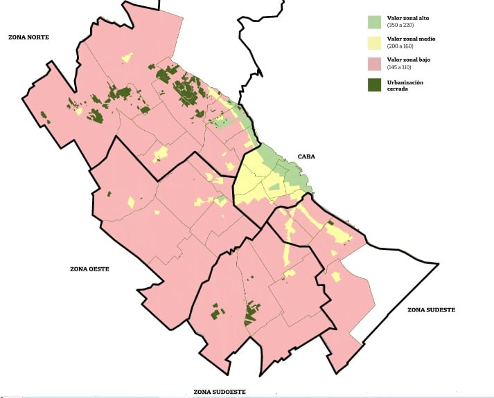 El mapa de la segmentación de Aysa.