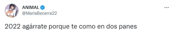 El mensaje de María Becerra en Twitter.