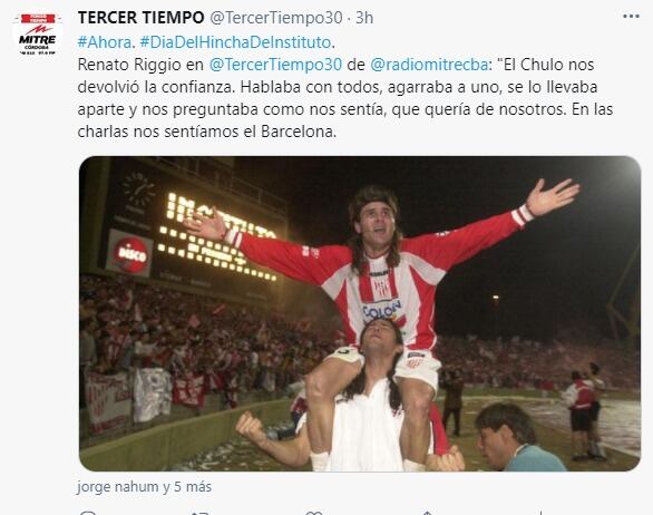 Tano de oro. Renato Riggio convirtió un gol para el ascenso que lo volvió ídolo e hincha de la Gloria.