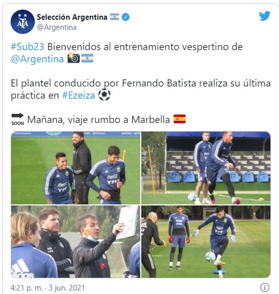 El plantel conducido por Fernando Batista realizó su última práctica en Ezeiza, dado que este viernes viajará a España.