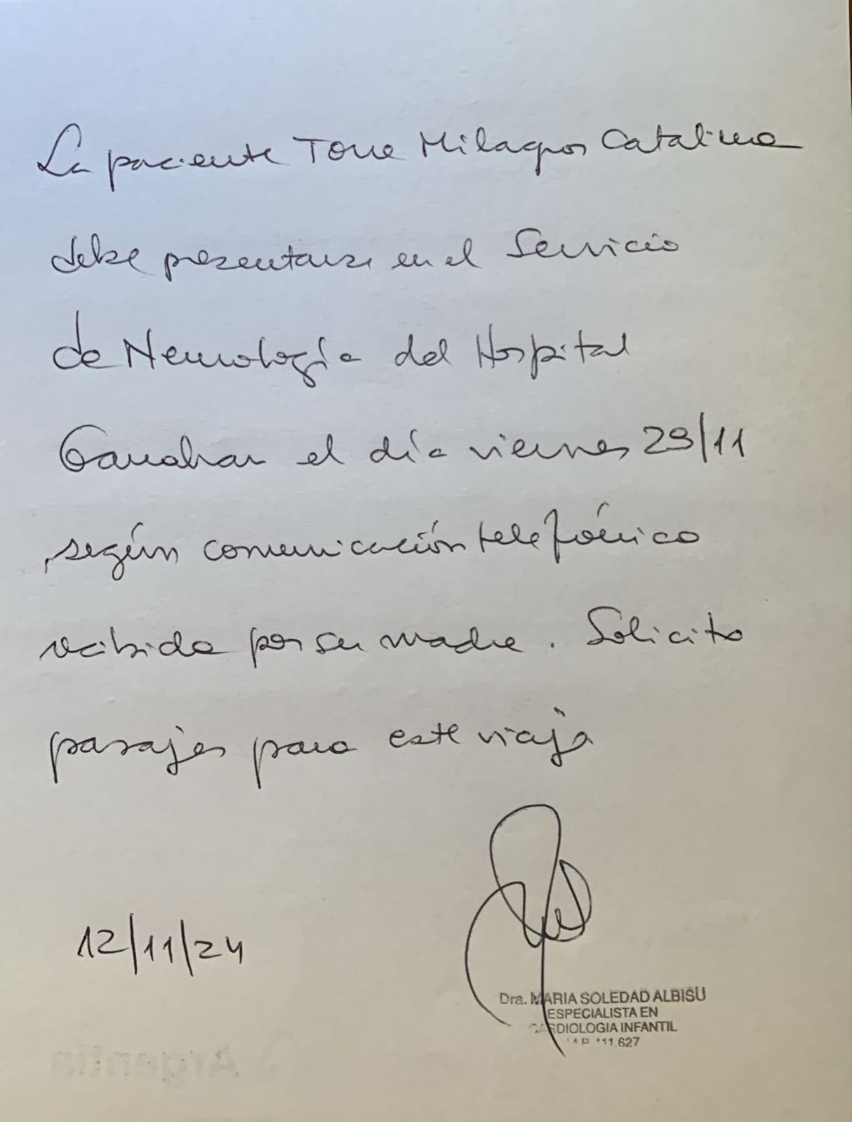 Cata debe volver al Garrahan y su mamá vende rifas para los gastos