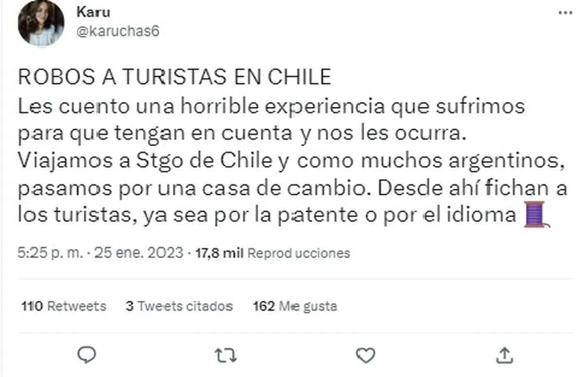 Testimonio de una usuaria mendocina de Twitter sobre cómo le robaron a ella y su mamá.