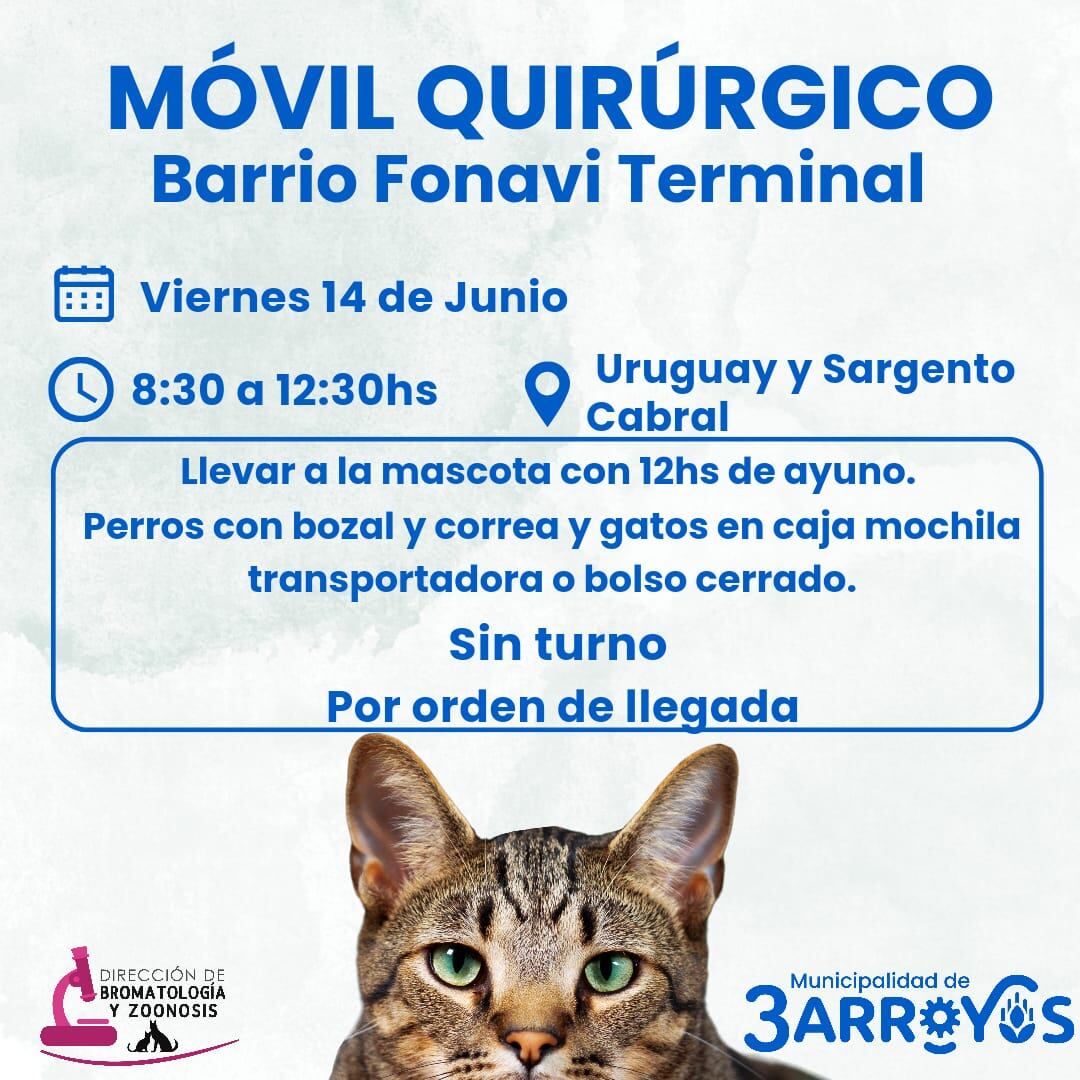 El Móvil Quirúrgico estará presente en el Barrio Fonavi Terminal de Tres Arroyos