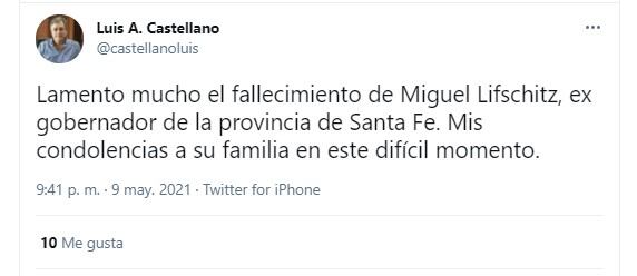 Luis Castellano despidió a Miguel Lifschitz