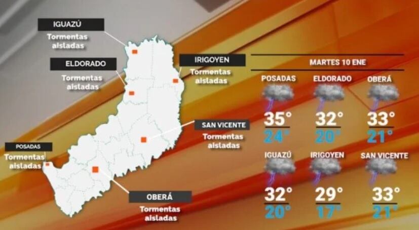 Martes con un poco de alivio: probabilidad de lluvias y tormentas en Misiones.