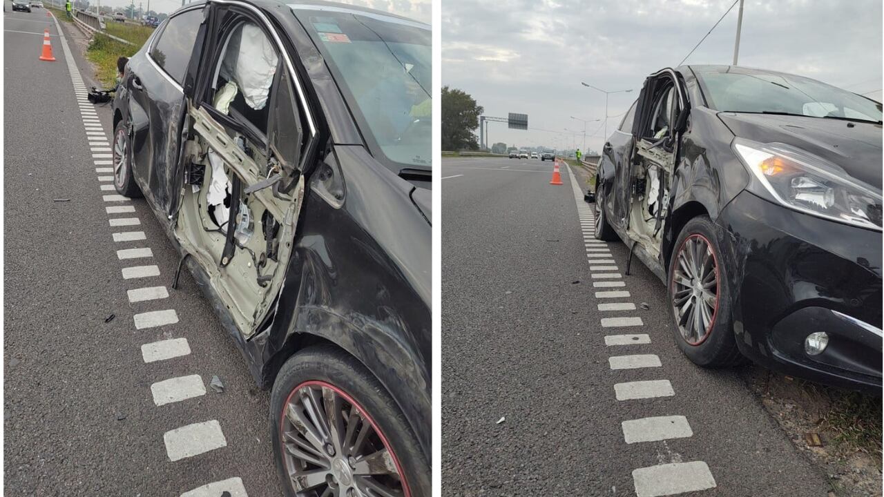 Así quedó el auto de Alejo Veliz tras chocar con un auto rumbo al entrenamiento de Rosario Central.