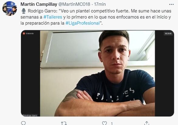 Rodrigo Garro ve jerarquía en los refuerzos de Talleres y se entusiasma.