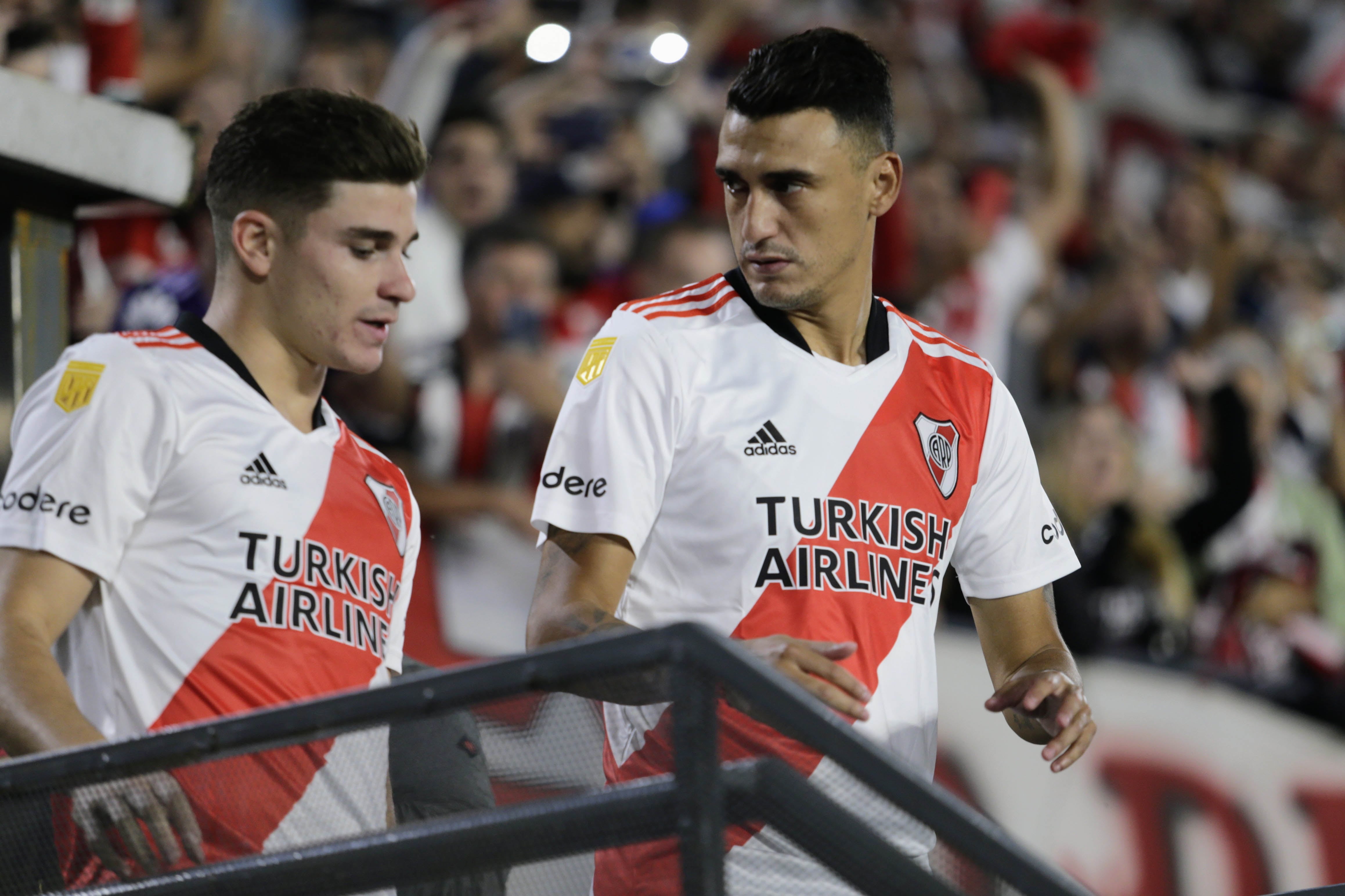 La dupla cordobesa en el ataque de River con Julián Álvarez y Matías Suárez que esperanza a Marcelo Gallardo.  (Fotobaires)