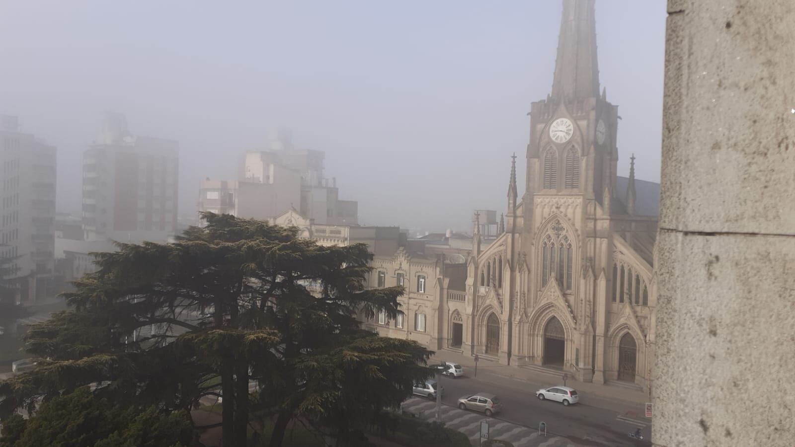 Azul amaneció cubierta de niebla