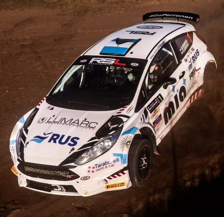 Nicolás Madero, con el Ford Fiesta R5 del equipo de Alonso. El barilochense fue segundo en Balcarce.