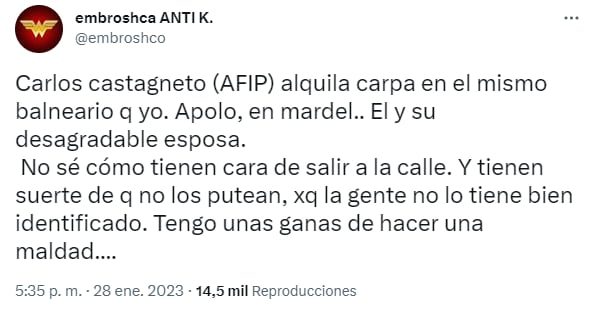 Carlos Castagneto, titular de la AFIP, denunció amenazas.