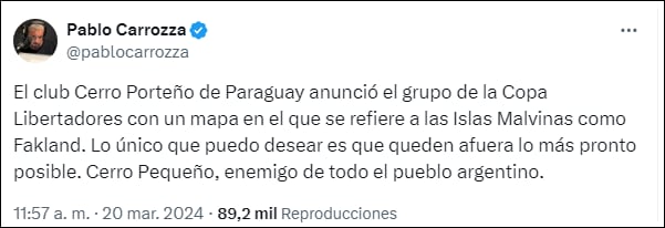 Pablo Carrozza sobre el polémico error en la foto promocional de la Copa Libertadores de Cerro Porteño.