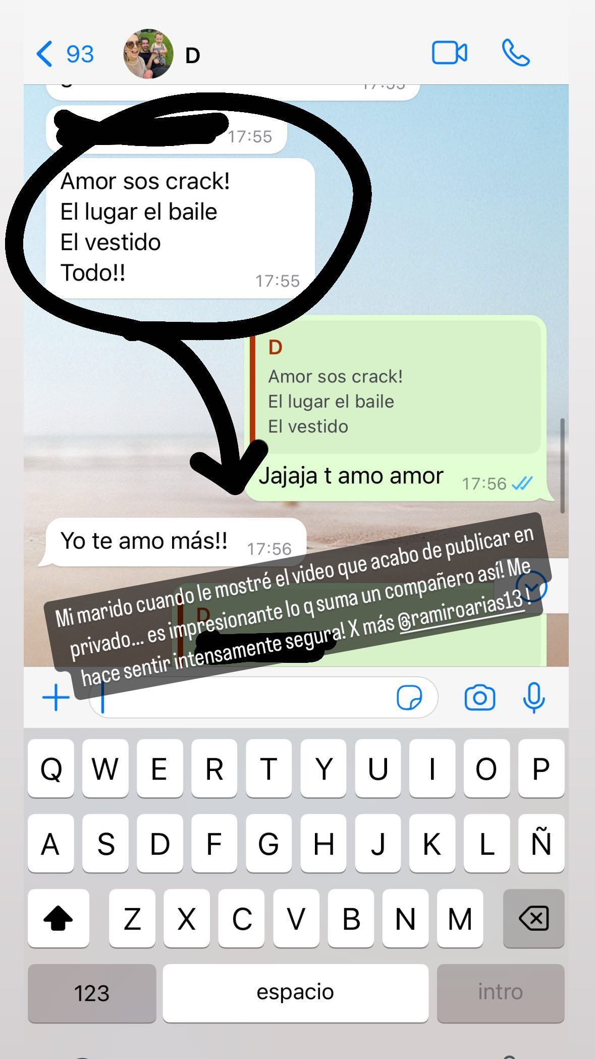 La reacción del marido de Noelia Marzol al video que compartió en sus redes.