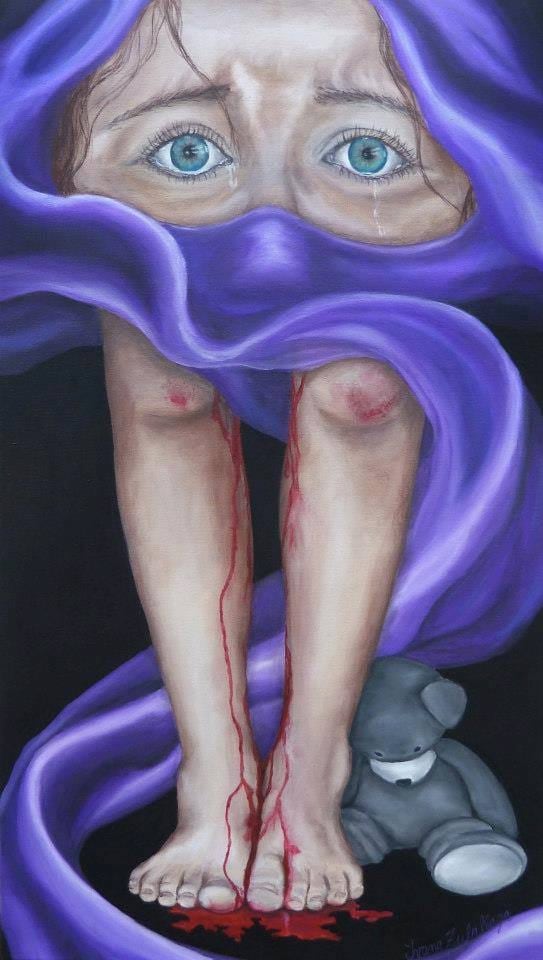 Ivana Zubillaga, Pintura acrílica "Mutilación" ganadora del primer premio en concurso de pintura realizado en González Moreno, Buenos Aires, en el marco del "Proyecto internacional e intinerante por los derechos de la mujer y en contra de la violencia de género"