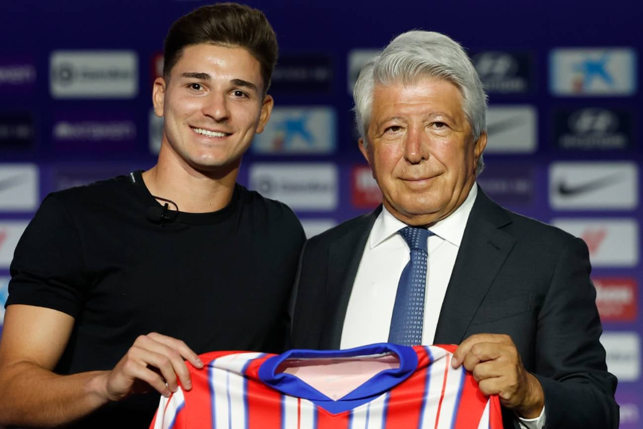 Julián Álvarez en su presentación como Colchonero (Atlético)