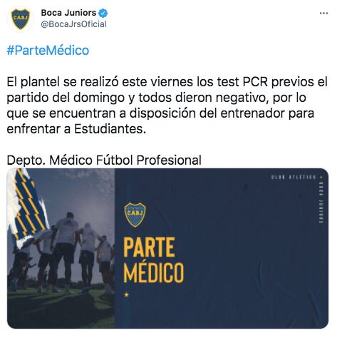 Todos los futbolistas de Boca dieron negativo.