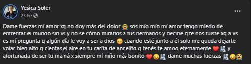 Las desgarradoras palabras de Yesica, mamá de Noha, el pequeño que se descompensó en un vuelo y murió.