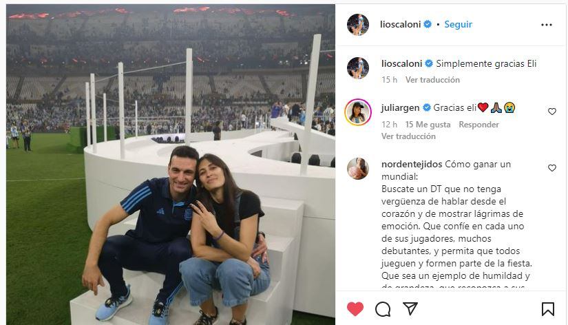 Lionel Scaloni junto a su esposa, Elisa Montero.