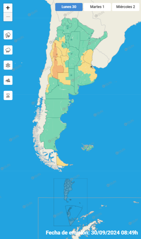 El SMN emitió un Alerta amarilla para Entre Ríos