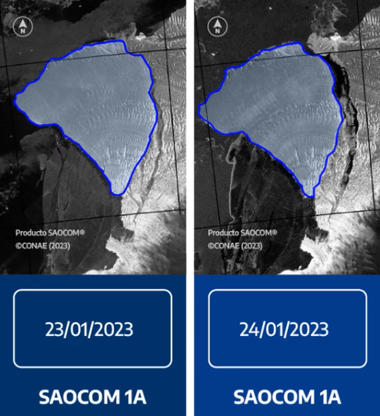 El iceberg desde los satélites