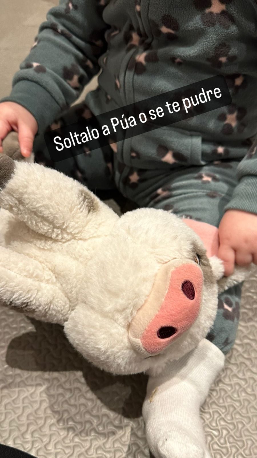 Azul jugando con su peluche