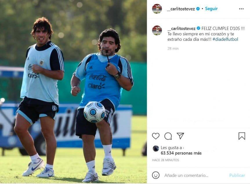 El mensaje de Carlos Tevez para Diego Maradona en su cumpleaños.