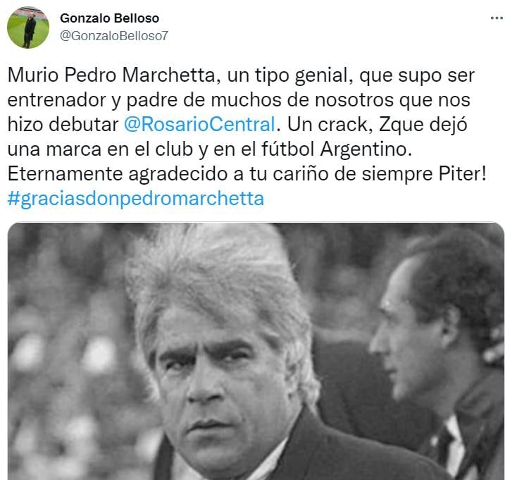 Belloso despidió con cariño al técnico que lo hizo debutar en Primera División.