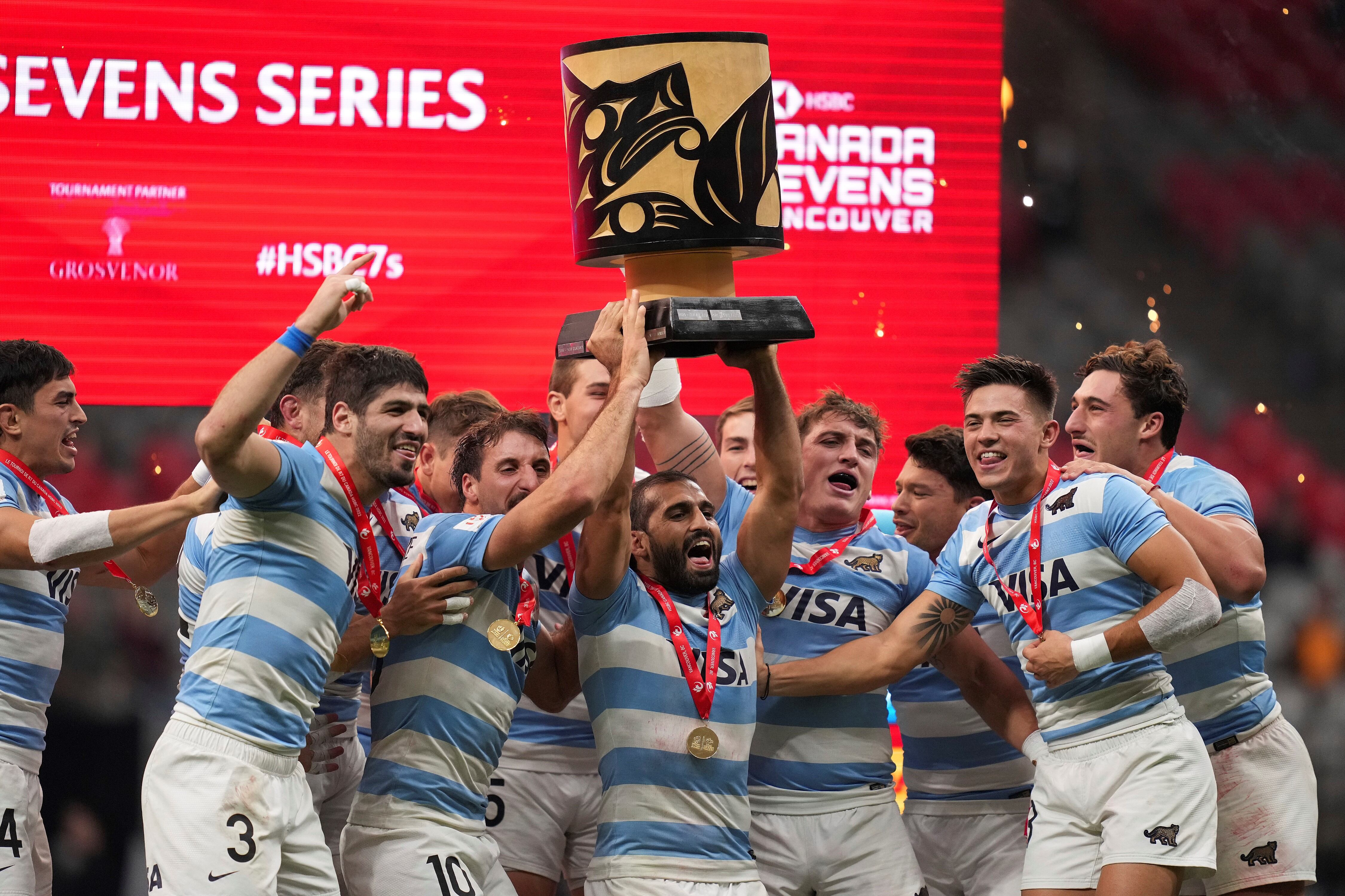 Los Pumas 7s ganaron la etapa de Vancouver del Circuito Mundial Seven en abril. (AP)