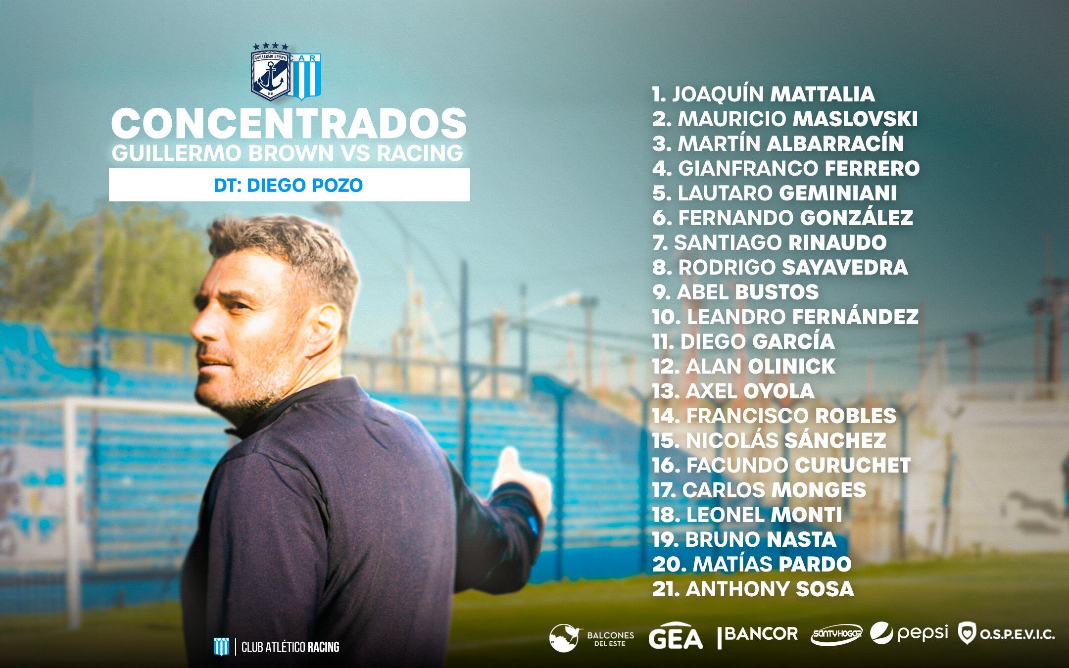 Diego Pozo y el plantel de Racing de Nueva Italia para el inicio de la Primera Nacional.