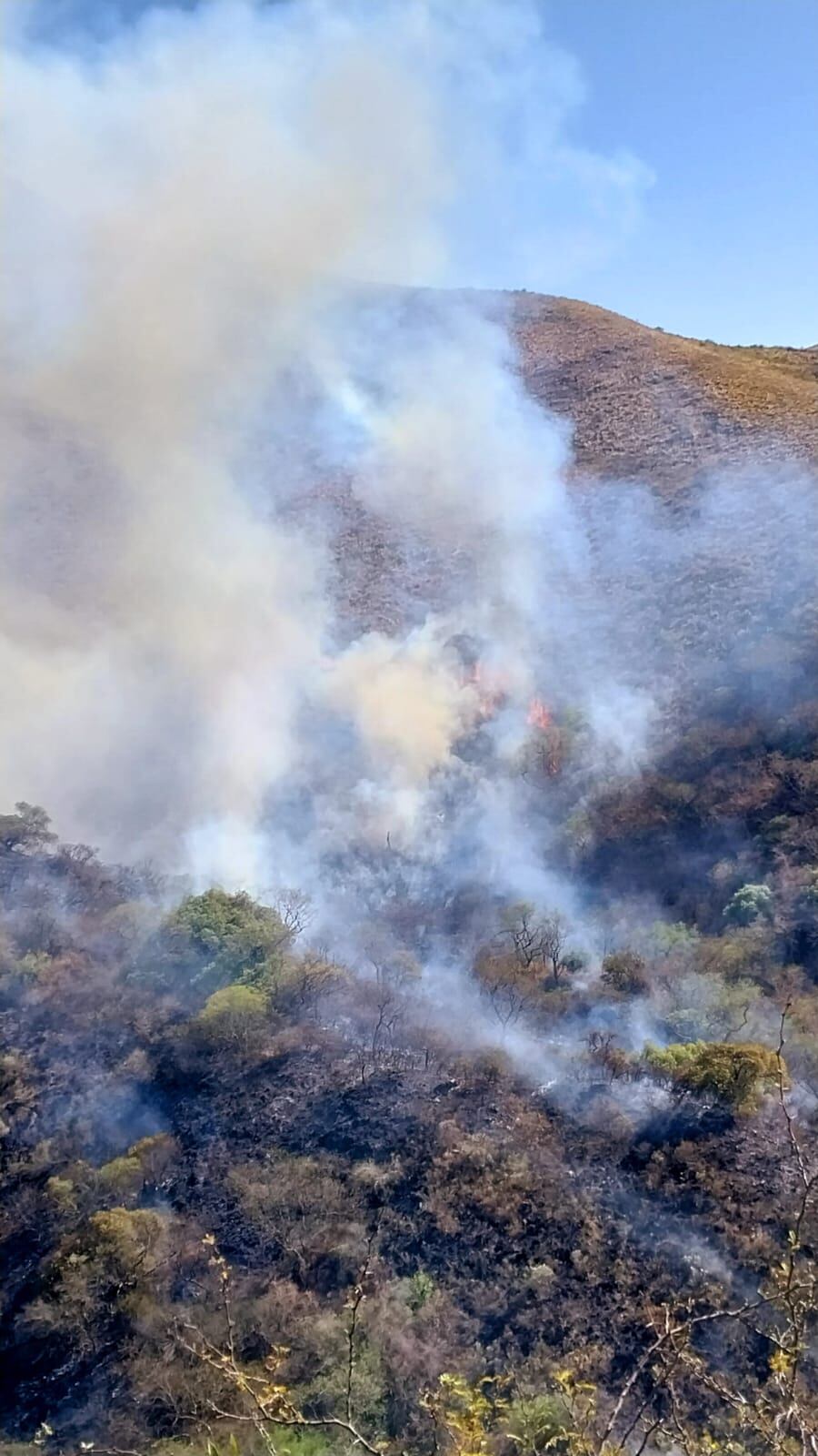 Imágenes de los incendios que azotan la zona de Ambato, Catamarca.